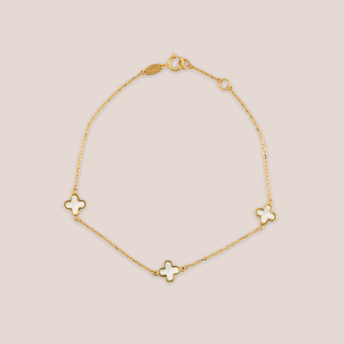 Amelie Clover Motif Fine Gold Bracelet + Necklace