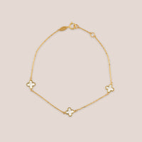 Amelie Clover Motif Fine Gold Bracelet + Necklace