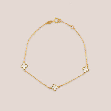 Amelie Floral 3 Motif Fine Gold Bracelet + Necklace