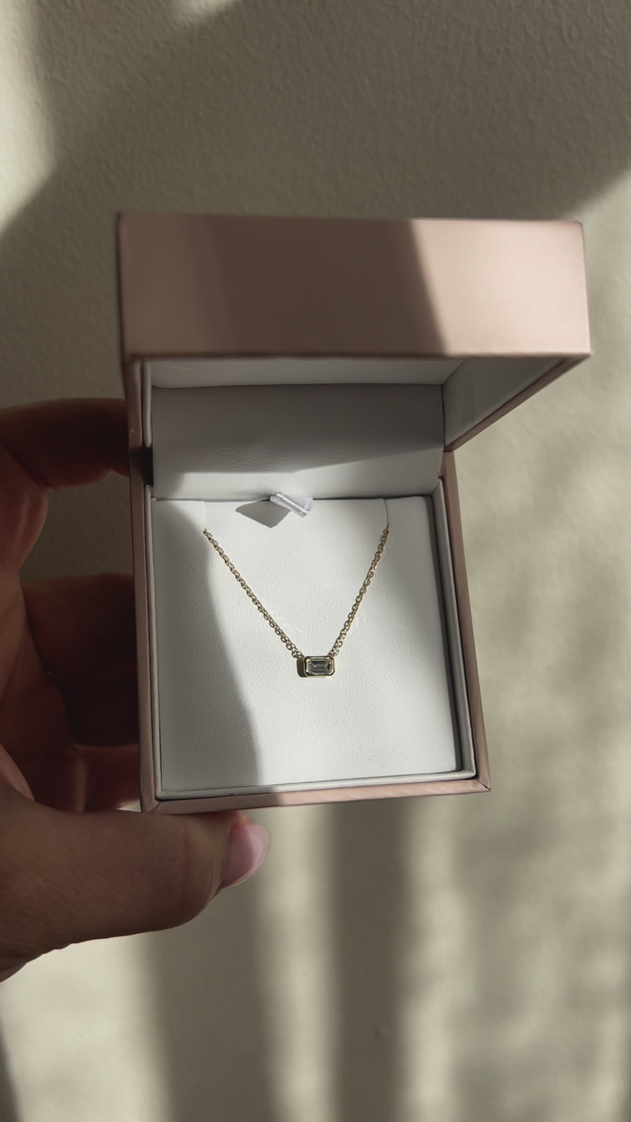 Aria Emerald Cut Bezel Diamond Necklace