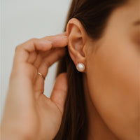 Chloe Button Pearl Gold Studs