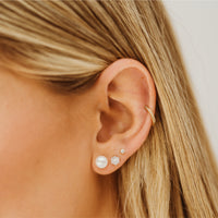 Chloe Button Pearl Gold Studs