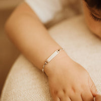 sterling silver child baby id plate bracelet figaro link adjustable engrave