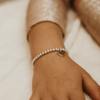 Mini & Me Silver Heart Bead Bracelet